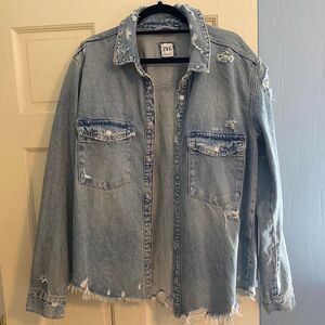 Distressed denim jacket Zara size large